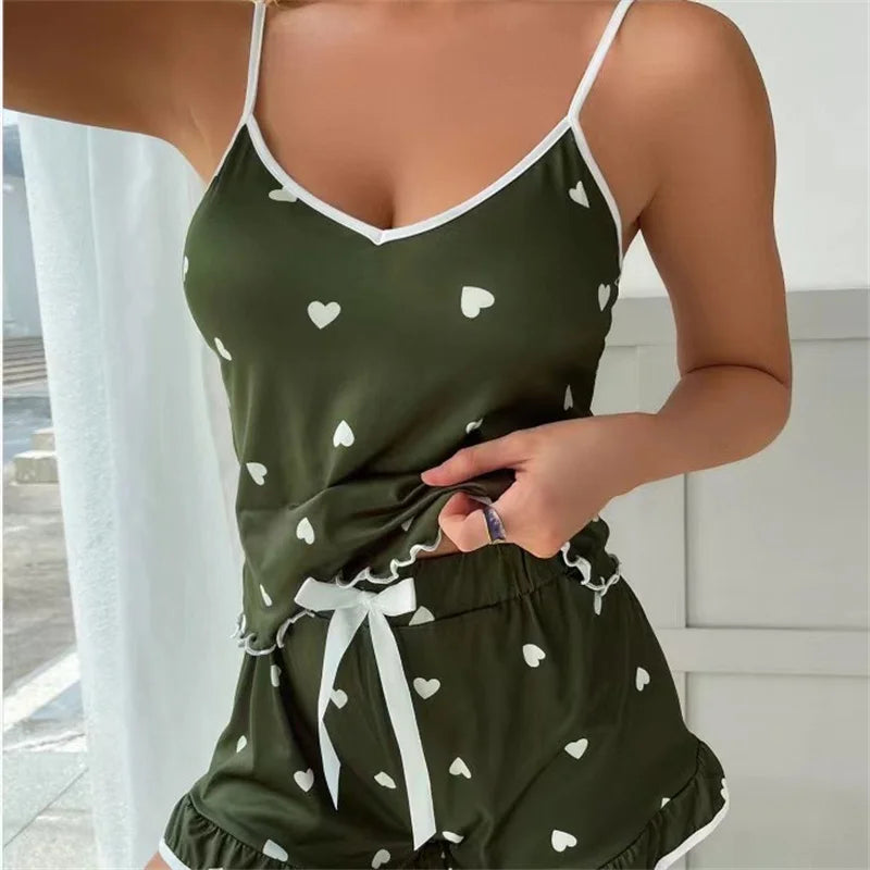 Conjunto Pijama Feminino Verão Plus Size – Colete e Shorts com Estampa Fofa | Macio, Casual e Confortável.