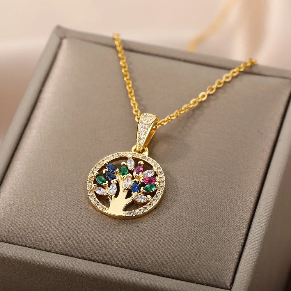 Colar de coração, lua, pérola, estrela multicamadas de aço inoxidável 316l, para mulheres, meninas, cor dourada
