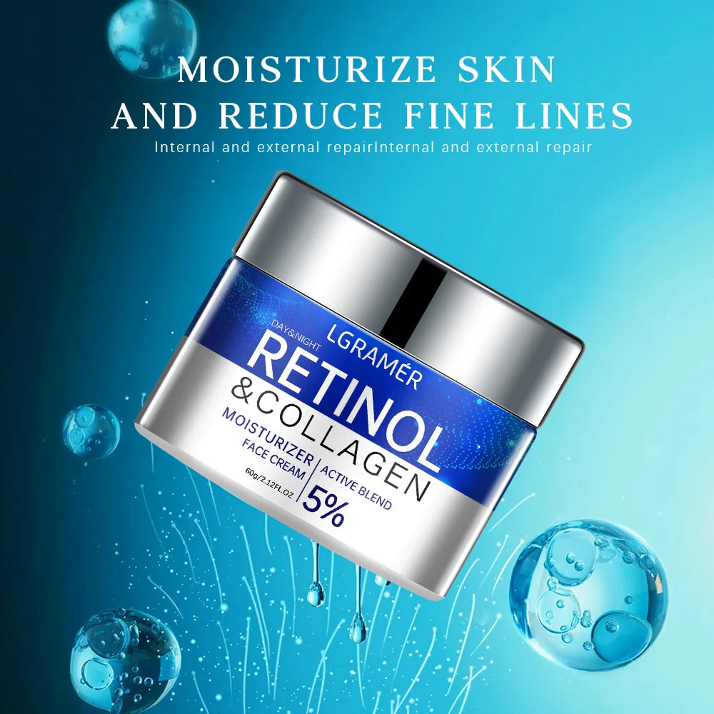Creme antirrugas com retinol, antienvelhecimento, firmador, suaviza linhas finas, clareador, hidratante e iluminador.