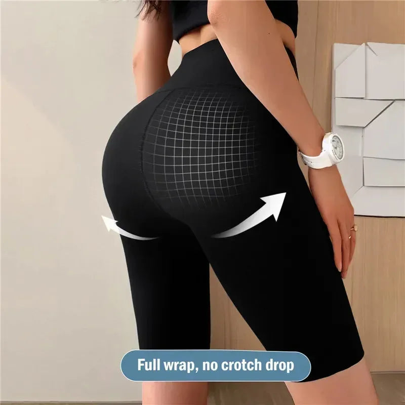 Shorts esportivos para mulheres, leggings de cintura alta, para ciclismo, academia, ioga e fitness.