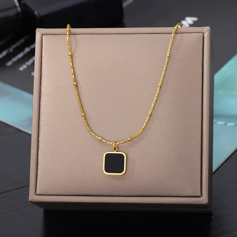 Colar de coração, lua, pérola, estrela multicamadas de aço inoxidável 316l, para mulheres, meninas, cor dourada