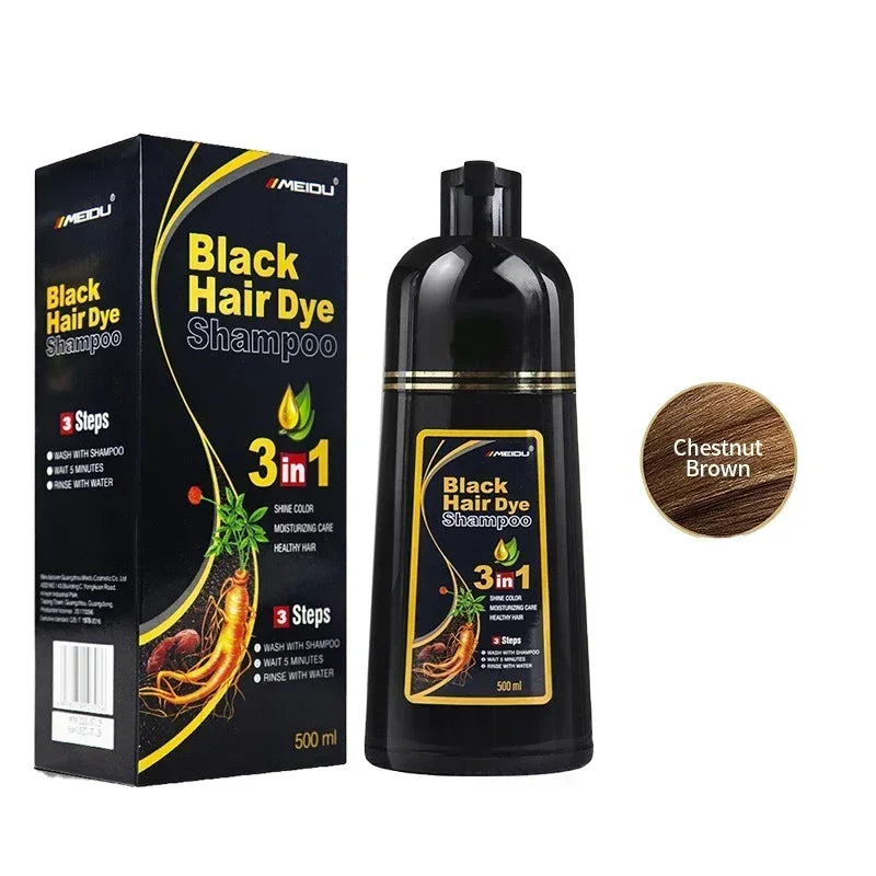 Cabelo Preto Intenso com Shampoo Black Hair Dye 3 em 1