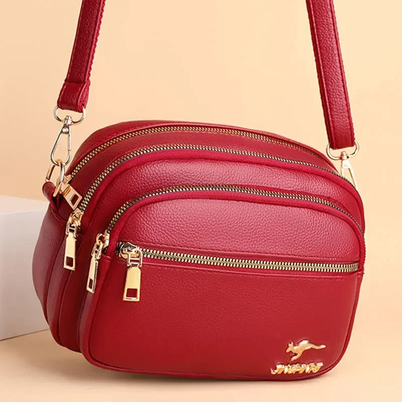Bolsa de couro de alta qualidade, moda feminina. Multi-bolso resistente ao desgaste.