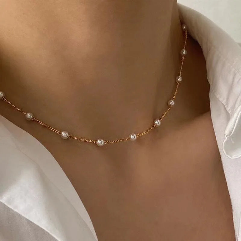 Conjunto de colar de pérolas feminino, 3 peças, ouro 14k, moda amor, coração, pingente, à prova d'água, hipoalergênico.