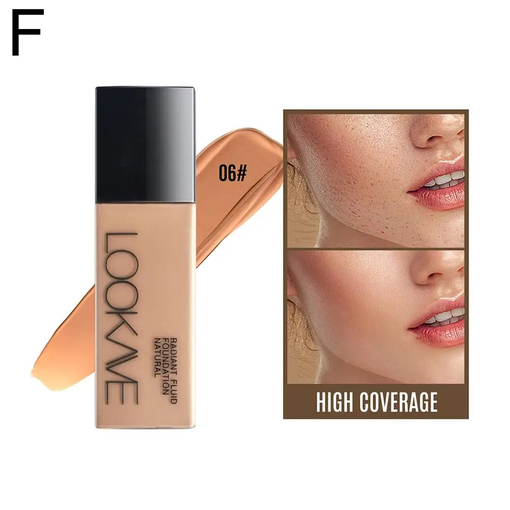LOOKAVE Base Líquida de Longa Duração – Cobertura Completa, Acabamento Fosco Natural, Hidratante com Efeito CC e Corretivo Integrado