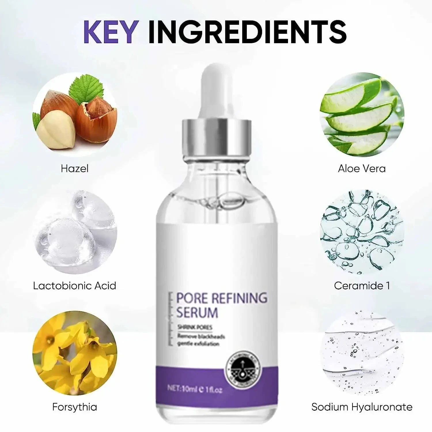 Soro de encolhimento de poros, remoção facial de poros grandes, reparação de poros grandes, creme minimizador de poros faciais