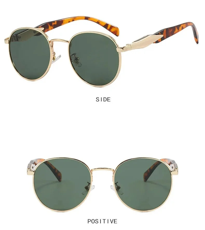 Óculos femininos de sol redondos da Vintage com proteção UV 400.