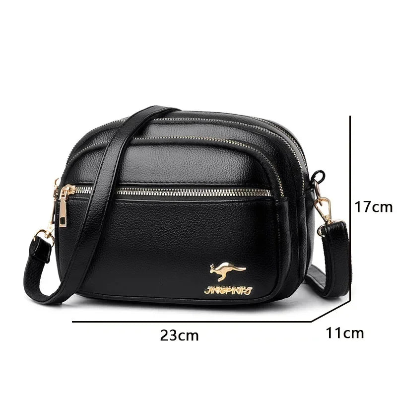 Bolsa de couro de alta qualidade, moda feminina. Multi-bolso resistente ao desgaste.