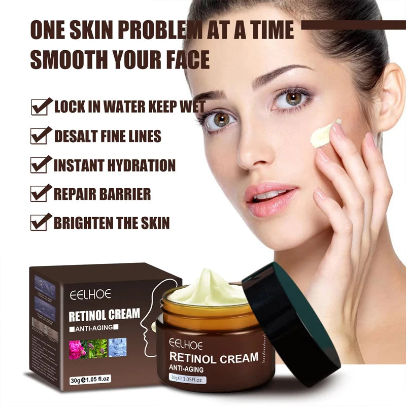 Creme Retinol da EELHOE. Anti-envelhecimento, anti-inchaço e anti-olheiras. Suaviza e clareia manchas.