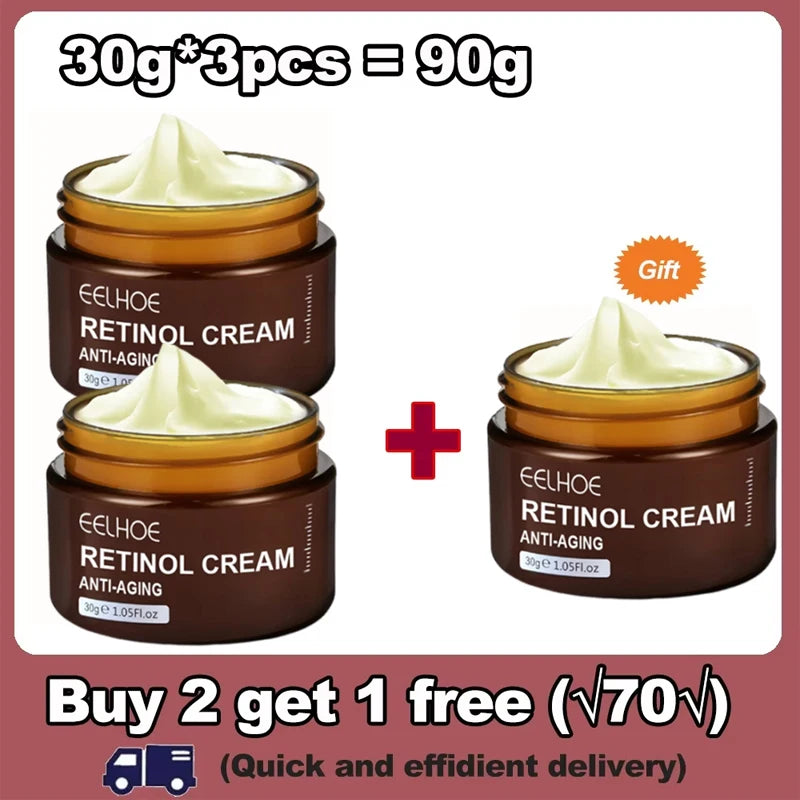 Creme Retinol da EELHOE. Anti-envelhecimento, anti-inchaço e anti-olheiras. Suaviza e clareia manchas.