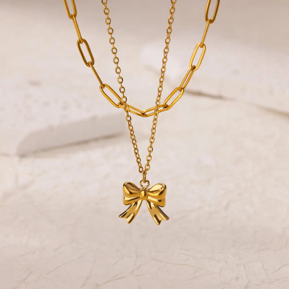 Colar de coração, lua, pérola, estrela multicamadas de aço inoxidável 316l, para mulheres, meninas, cor dourada