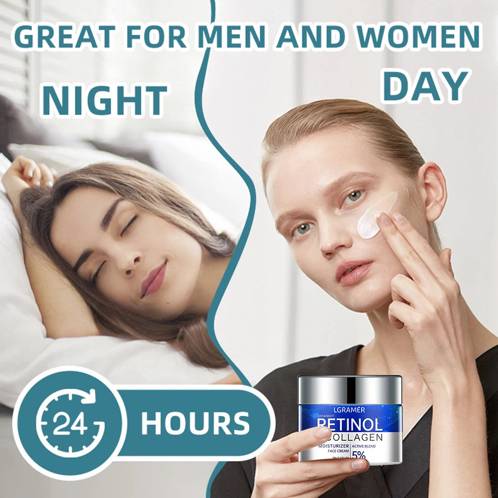 Creme antirrugas com retinol, antienvelhecimento, firmador, suaviza linhas finas, clareador, hidratante e iluminador.