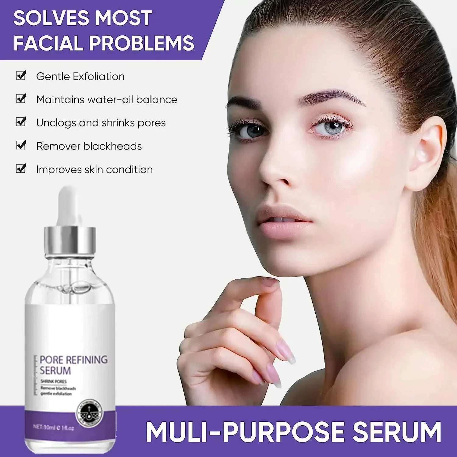 Soro de encolhimento de poros, remoção facial de poros grandes, reparação de poros grandes, creme minimizador de poros faciais