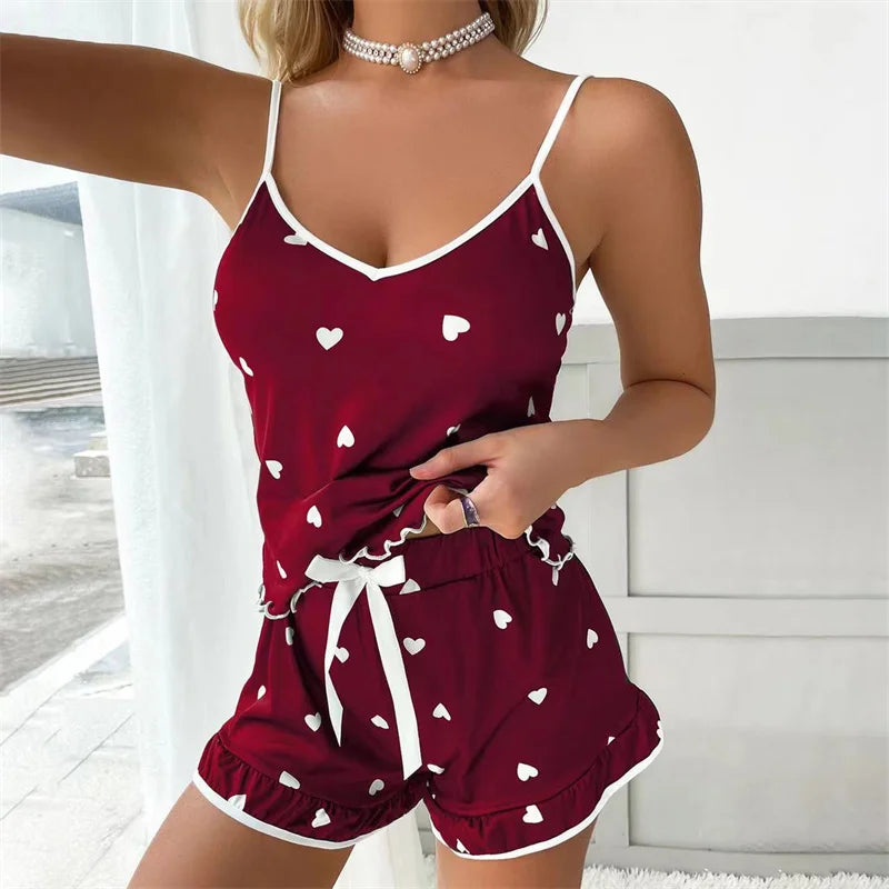 Conjunto Pijama Feminino Verão Plus Size – Colete e Shorts com Estampa Fofa | Macio, Casual e Confortável.