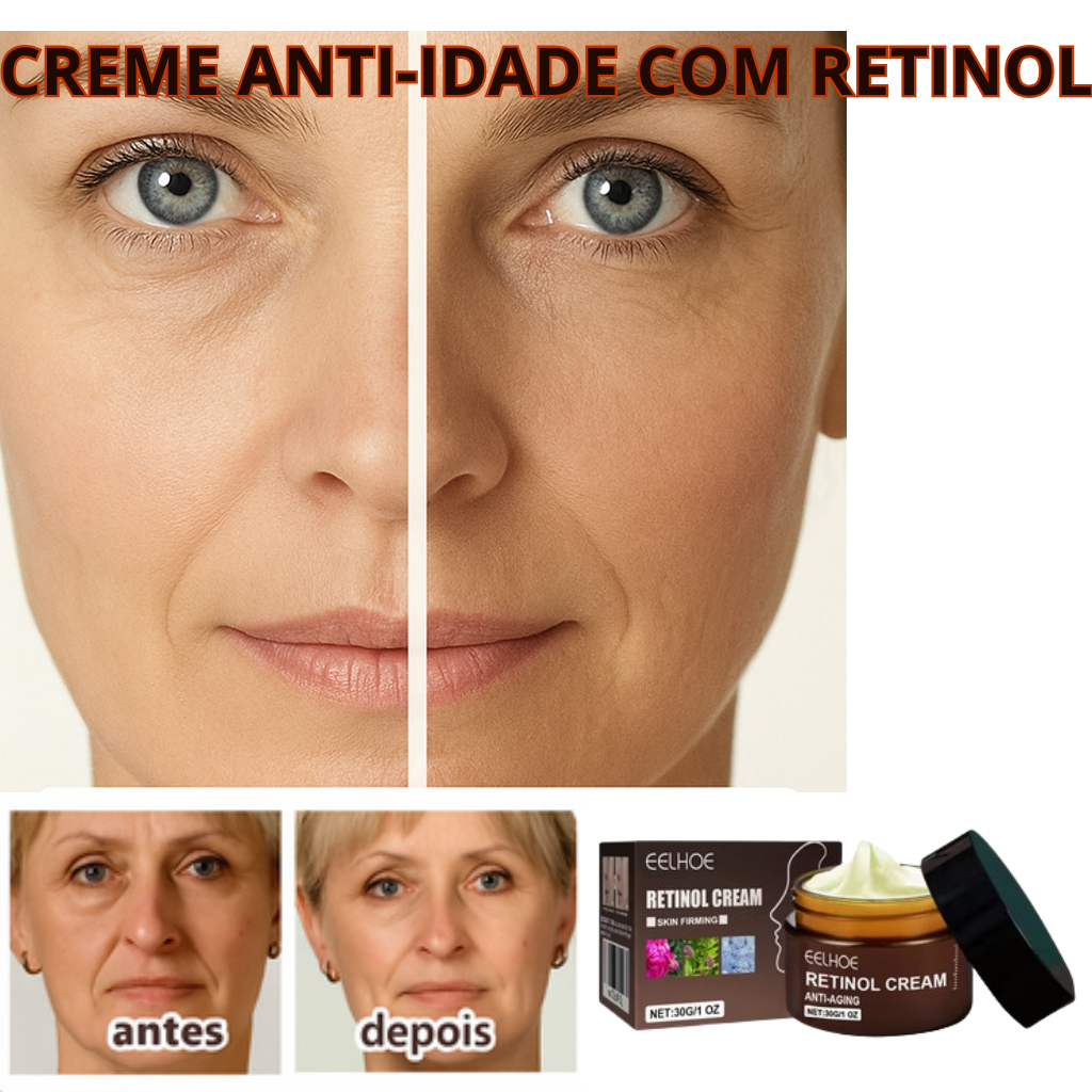 Creme Retinol da Eelhoe. Anti-envelhecimento, anti-inchaço e anti-olheiras. Suaviza e clareia manchas.