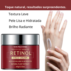 Creme Facial Youngcôme com Retinol, Ácido Hialurônico e Niacinamida – Antissinais, Anti-envelhecimento e Hidratação Profunda