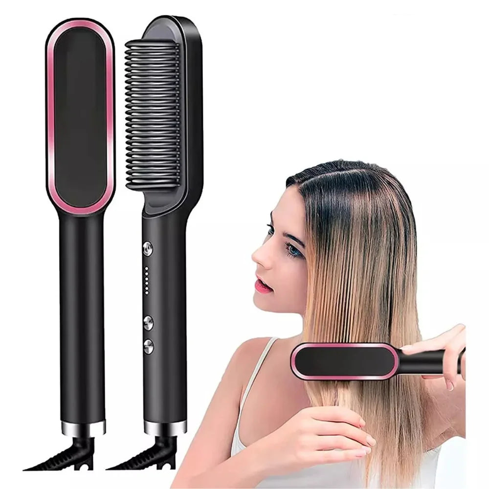 Escova De Cabelo 3 em 1 Elétrica com Pente De Aquecimento Para Alisador bivolt 110/220