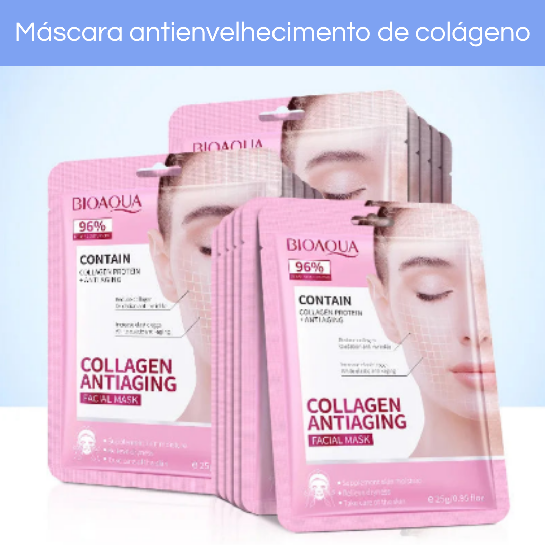 Kit com 10 Máscaras Faciais Bioaqua – Ácido Hialurônico, Retinol e Colágeno | Hidratação, Brilho e Cuidado com a Pele
