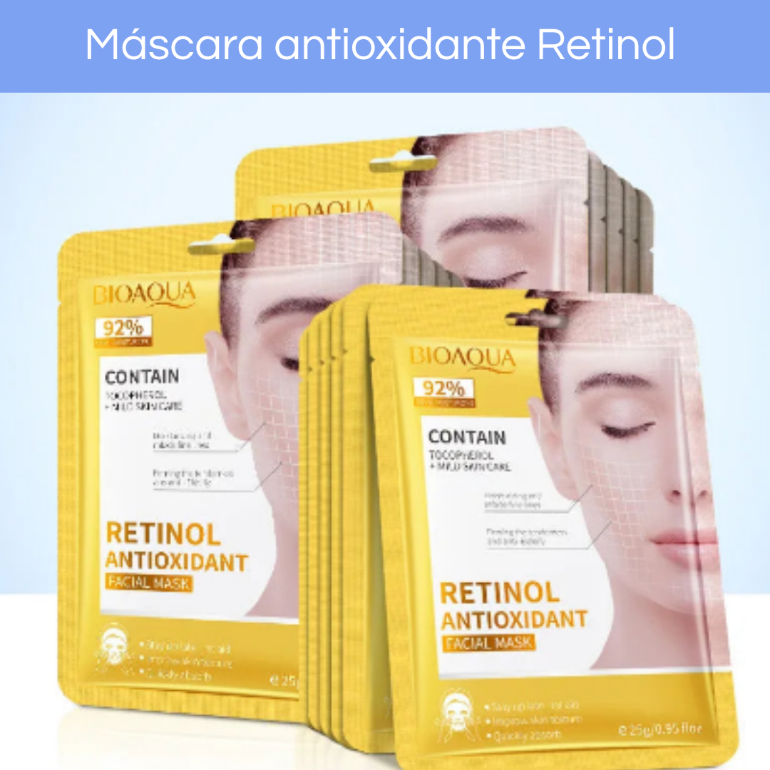 Kit com 10 Máscaras Faciais Bioaqua – Ácido Hialurônico, Retinol e Colágeno | Hidratação, Brilho e Cuidado com a Pele