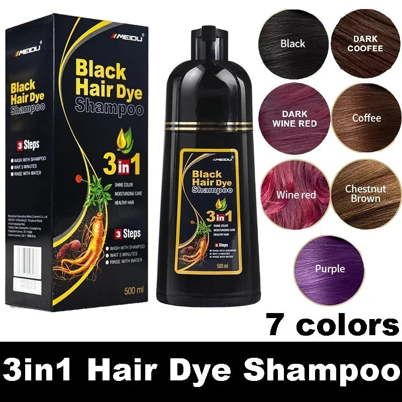 Cabelo Preto Intenso com Shampoo Black Hair Dye 3 em 1