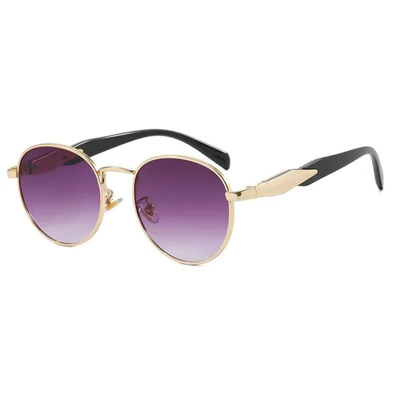 Óculos femininos de sol redondos da Vintage com proteção UV 400.