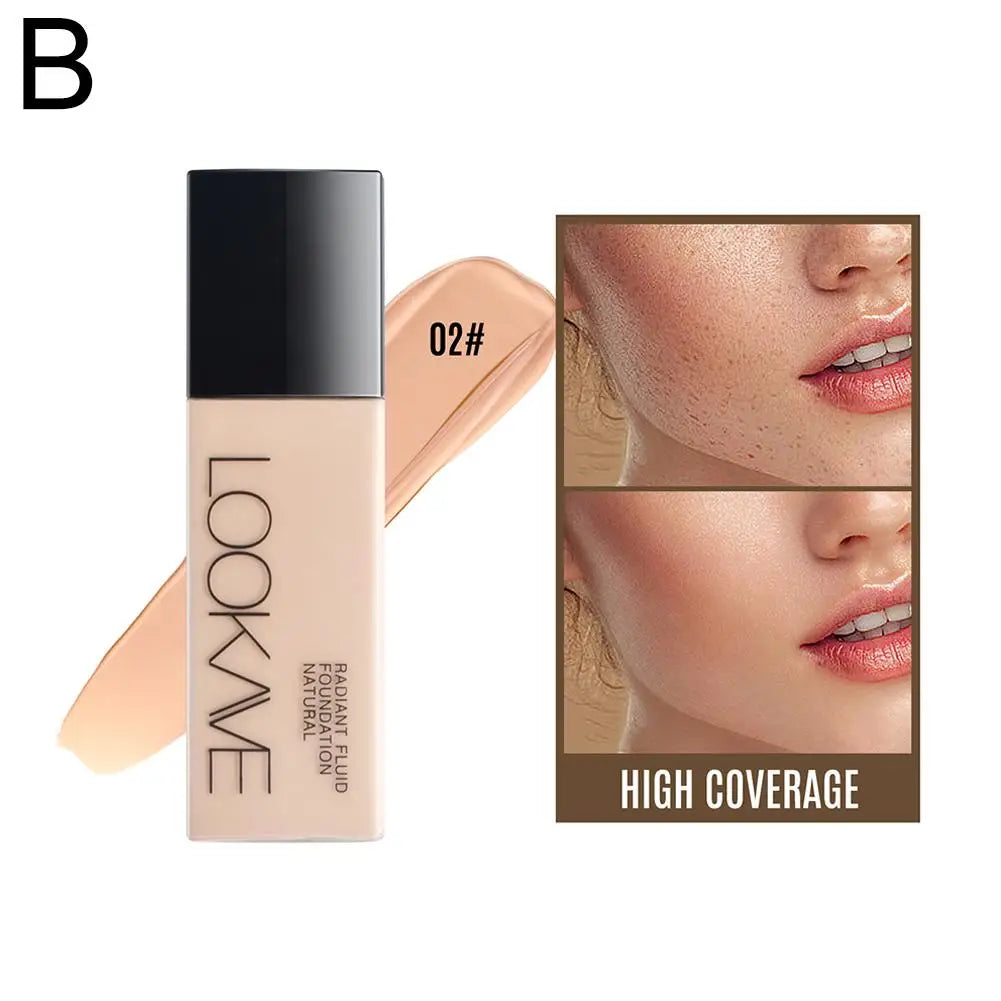 Base Líquida LOOKAVE de Longa Duração, Cobertura Total, Creme Mate, Corretivo de Maquiagem, Base Líquida Natural Hidratante