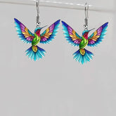 Brincos de acrílico beija-flor para mulheres estilo retro colorido
