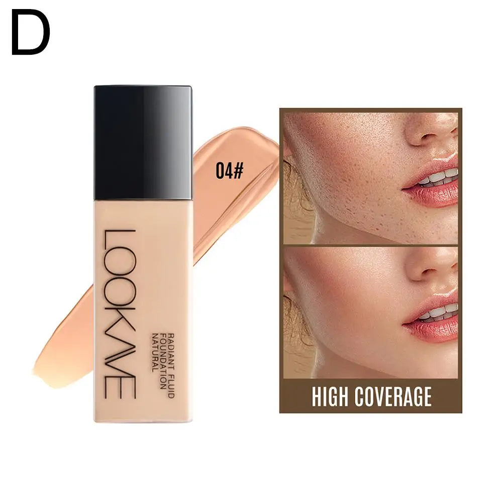 Base Líquida LOOKAVE de Longa Duração, Cobertura Total, Creme Mate, Corretivo de Maquiagem, Base Líquida Natural Hidratante
