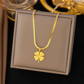 Colar de pingente de flor de aço inoxidável para mulheres cor dourada de alta qualidade
