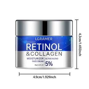 Creme antirrugas com retinol, antienvelhecimento, firmador, suaviza linhas finas, clareador, hidratante e iluminador.
