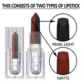 Batom à prova d'água de longa duração com hidratante fosco, antiaderente perolado diamante matiz labial vermelho.