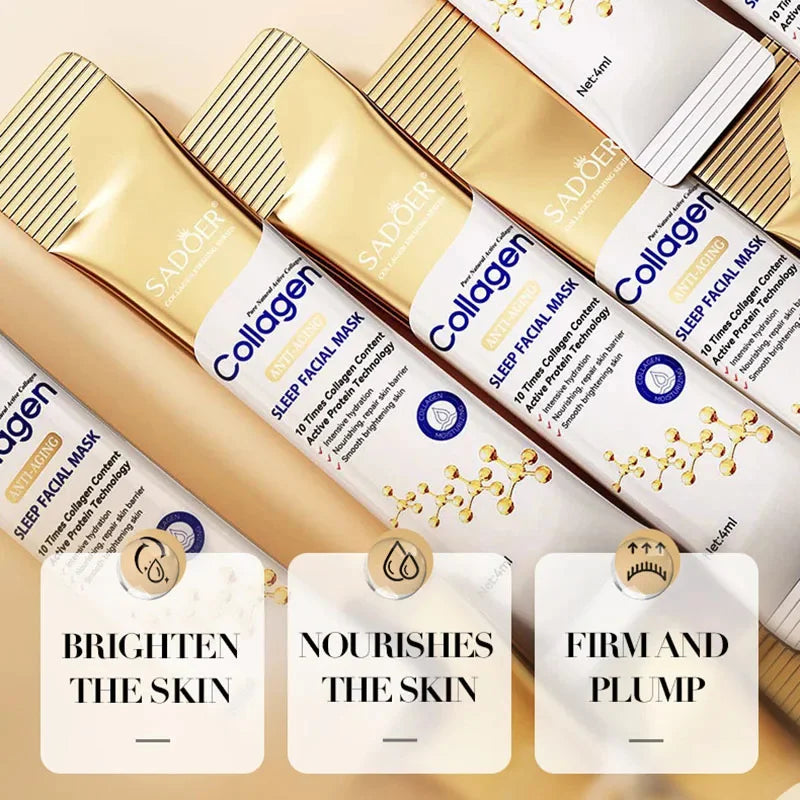 Máscara Facial SADOER Collagen Sleep – Anti-Idade, Iluminadora, para Todos os Tipos de Pele