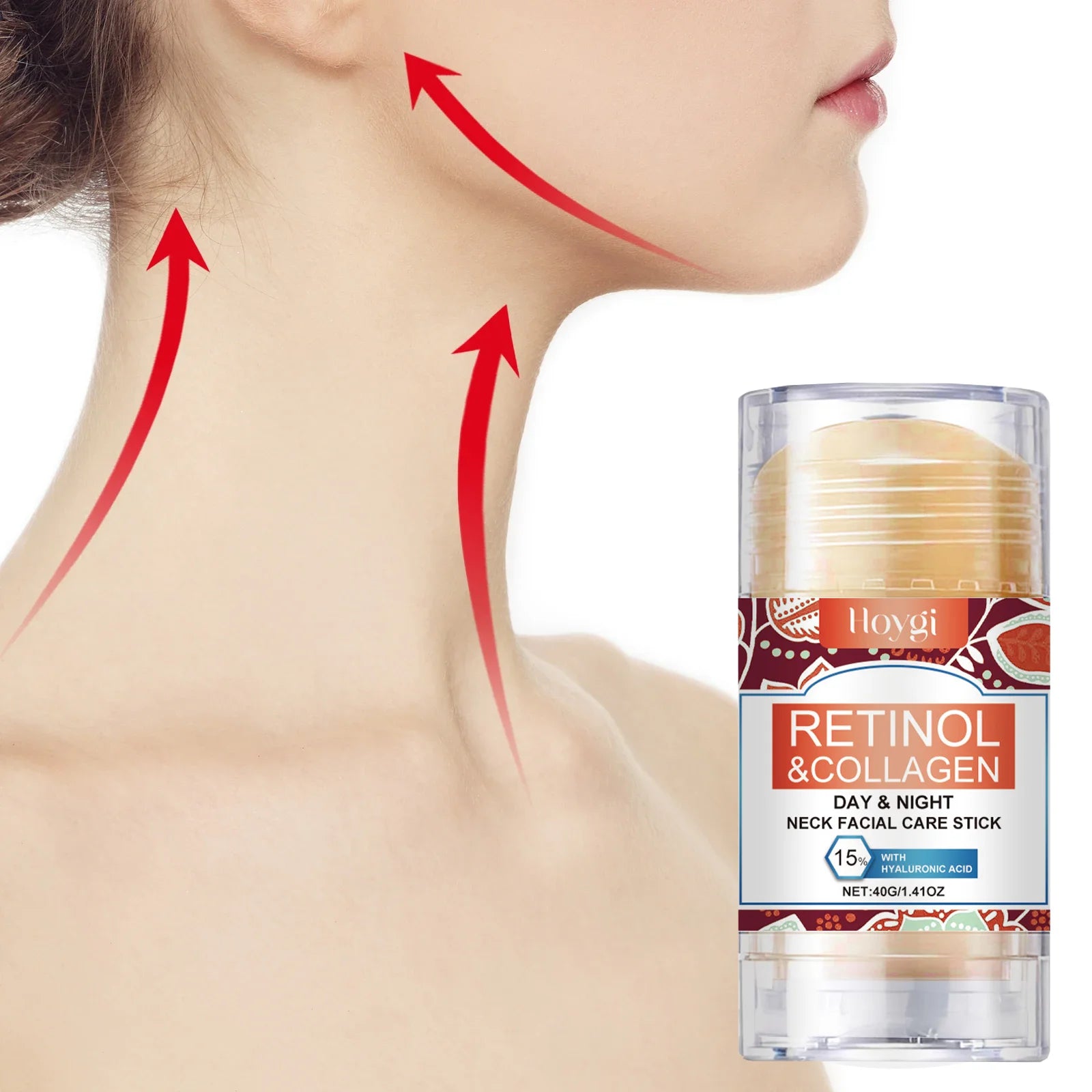 Creme para região do pescoço composto por retinol, colágeno e ácido hialurônico. Reafirma a pele e hidrata.