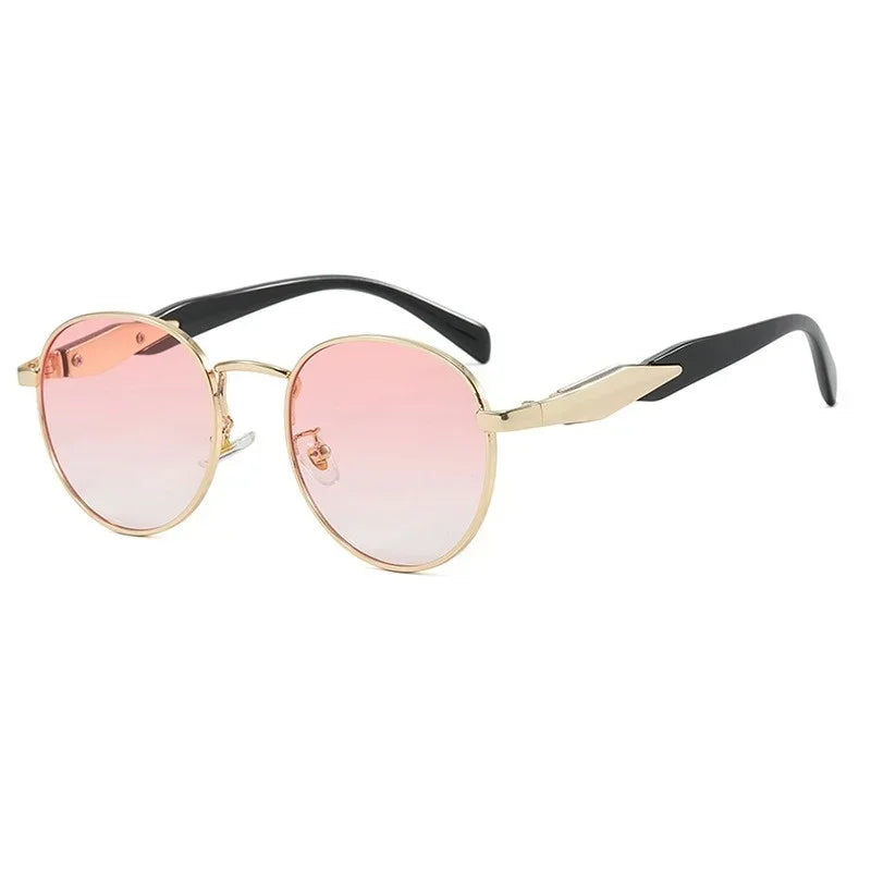 Óculos femininos de sol redondos da Vintage com proteção UV 400.