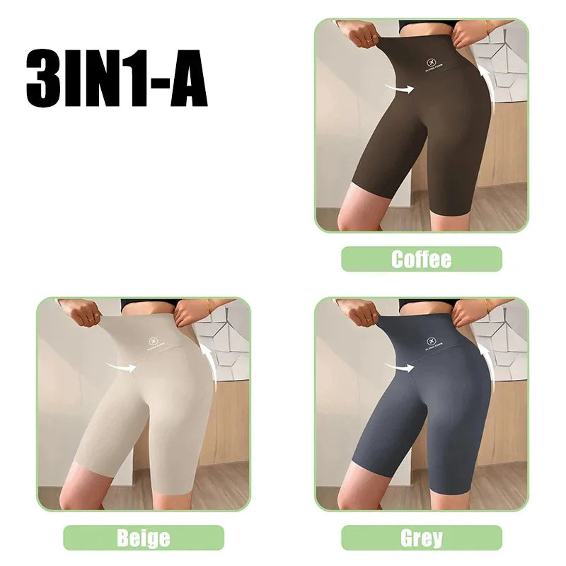 Shorts esportivos para mulheres, leggings de cintura alta, para ciclismo, academia, ioga e fitness.