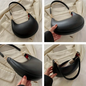 Nova bolsa de ombro elegante em forma de lua de alta qualidade.