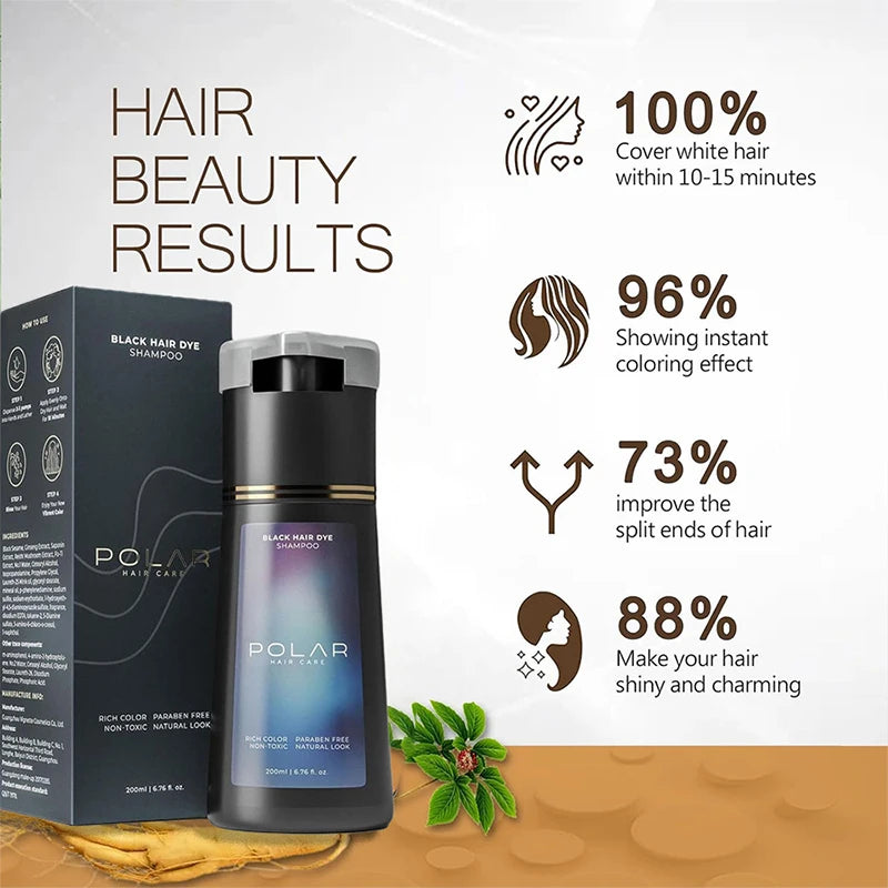 Shampoo Polar Hair Care de tintura de cabelo 200ml para coloração rápida e longa duração. Serve para homens e mulheres.