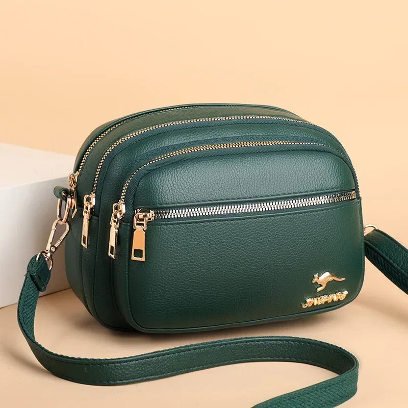 Bolsa de couro de alta qualidade, moda feminina. Multi-bolso resistente ao desgaste.