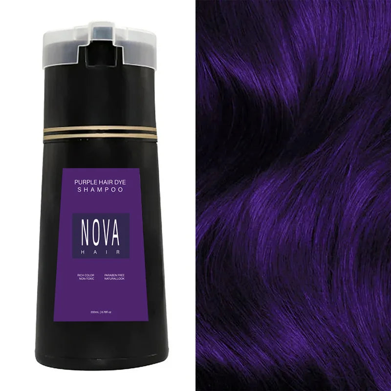 Shampoo de tingimento capilar Black Nova Hair Instant Dye 3 em 1 para homens e mulheres . Fórmula que cuida dos cabelos, controla a oleosidade e da nutrição capilar.