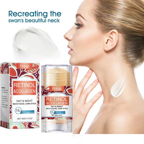 Creme para região do pescoço composto por retinol, colágeno e ácido hialurônico. Reafirma a pele e hidrata.