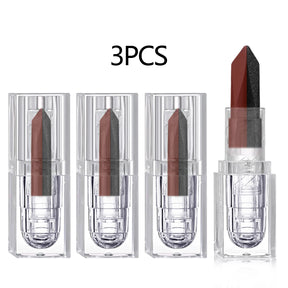 Batom à prova d'água de longa duração com hidratante fosco, antiaderente perolado diamante matiz labial vermelho.