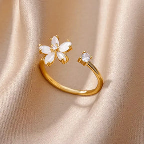 Anéis geométricos de luxo para mulheres, aço inoxidável banhado a ouro 18 k, cor dourada em formato aberto.