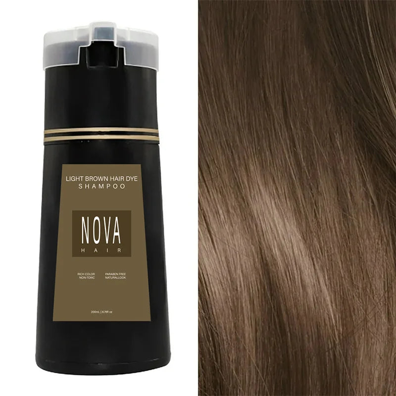 Shampoo de tingimento capilar Black Nova Hair Instant Dye 3 em 1 para homens e mulheres . Fórmula que cuida dos cabelos, controla a oleosidade e da nutrição capilar.