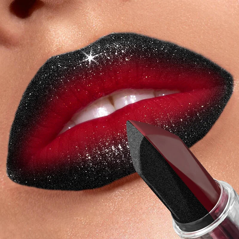 Batom à prova d'água de longa duração com hidratante fosco, antiaderente perolado diamante matiz labial vermelho.