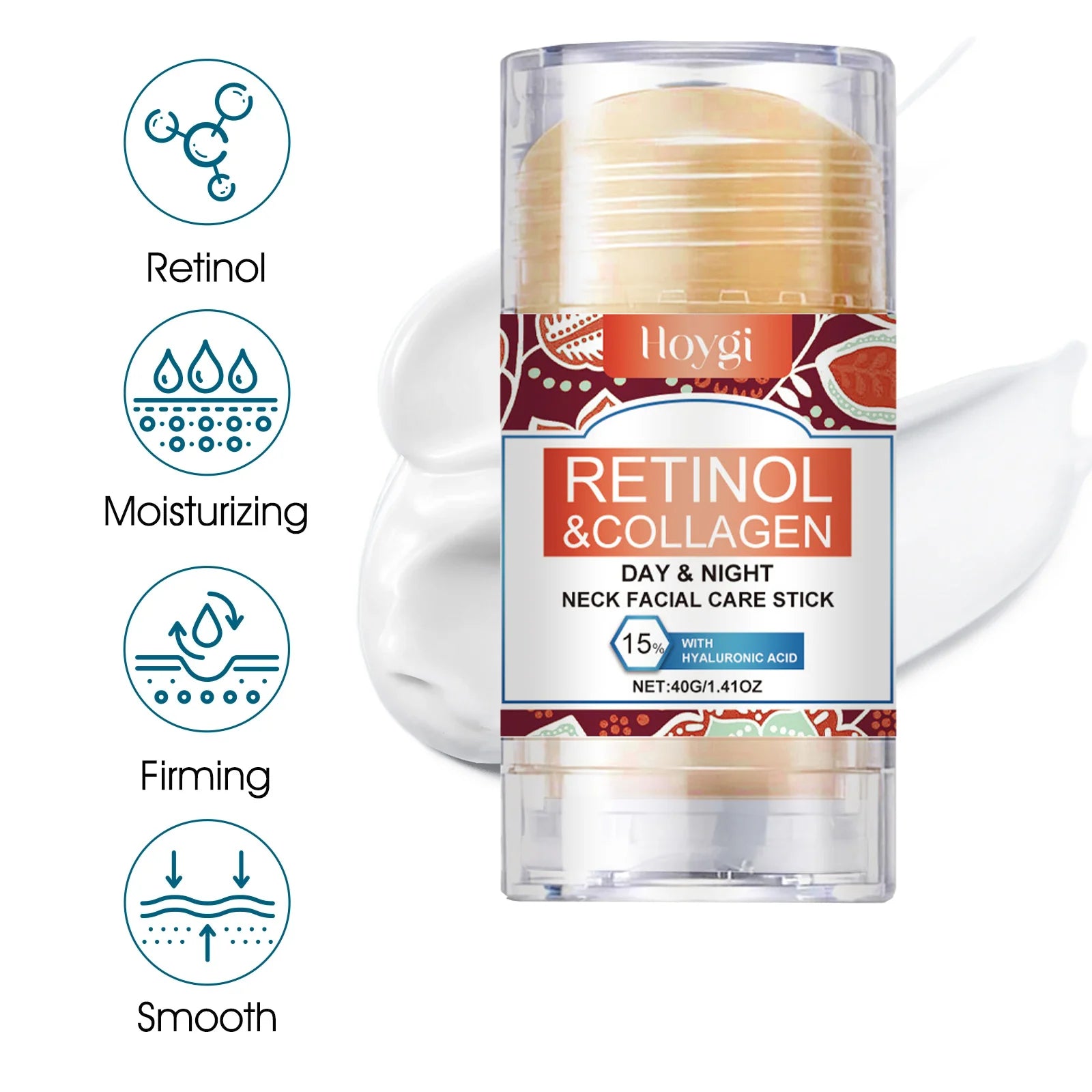 Creme para região do pescoço composto por retinol, colágeno e ácido hialurônico. Reafirma a pele e hidrata.