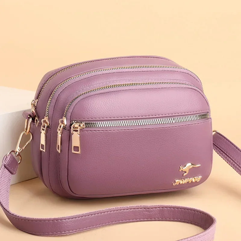 Bolsa de couro de alta qualidade, moda feminina. Multi-bolso resistente ao desgaste.