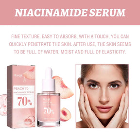 Pêssego 70% com niacinamida. É um soro facial hidratante que trabalha em cima dos poros e remove as manchas escuras