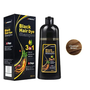 Cabelo Preto Intenso com Shampoo Black Hair Dye 3 em 1