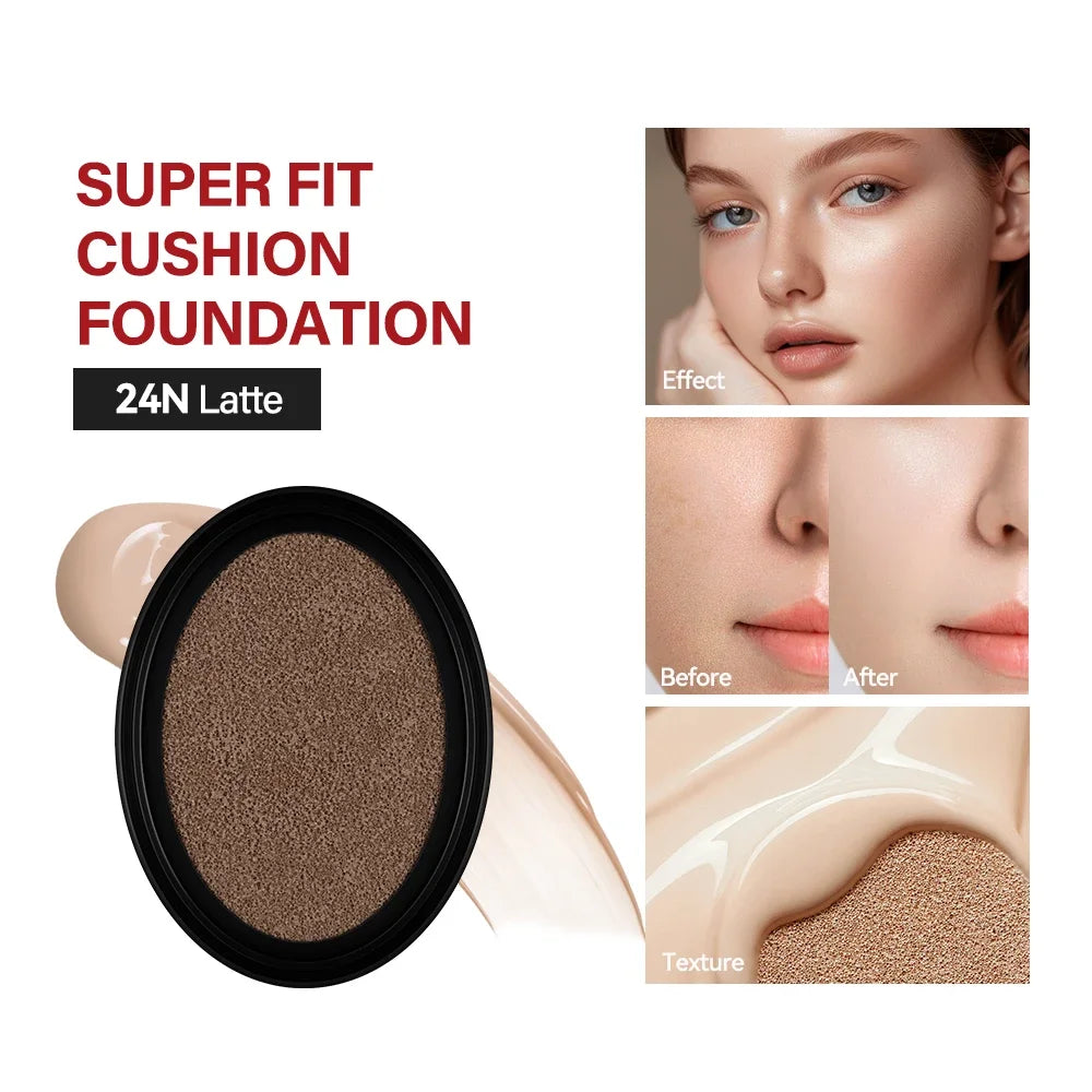 Base Lakerain Super Fit Cushion Refill à prova d'água, 72 horas de duração, com proteção solar UV.