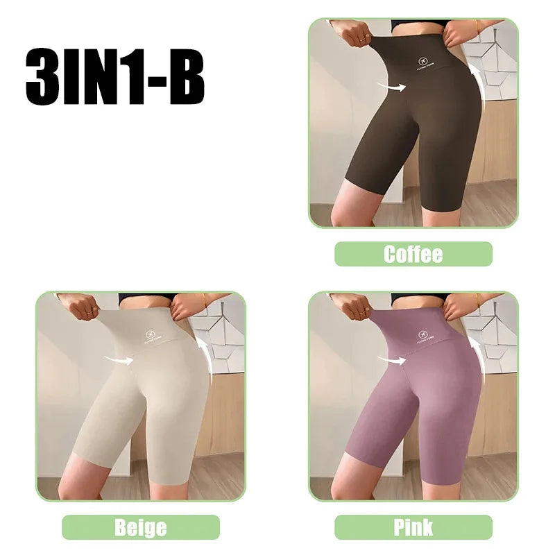 Shorts esportivos para mulheres, leggings de cintura alta, para ciclismo, academia, ioga e fitness.